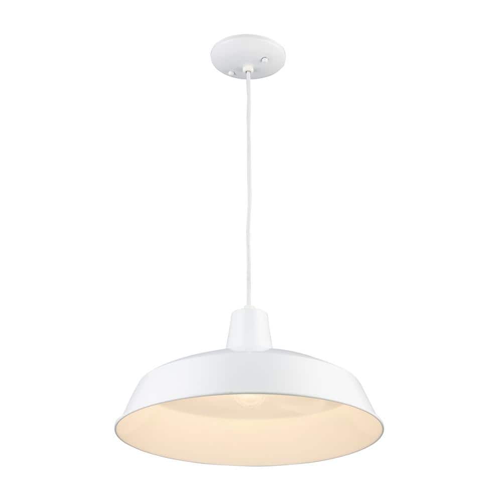 White Glass Bowl Farmhouse Pendant Light with LED Option