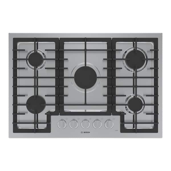 Bosch 500 Series 30 in. Gas Cooktop in Stainless Steel with 5 Burners including 16,000 BTU Burner