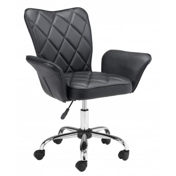 HomeRoots Julia Black Polyurethane Office Chair with Nonadjustable Arms
