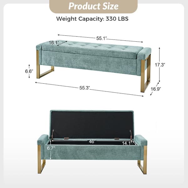 JAYDEN CREATION Alina Sage Modern Upholstered Flip Top