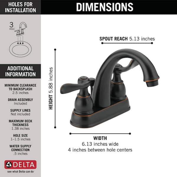 Delta windemere b2596lf-pb two handle centerset bathroom faucet polished brass