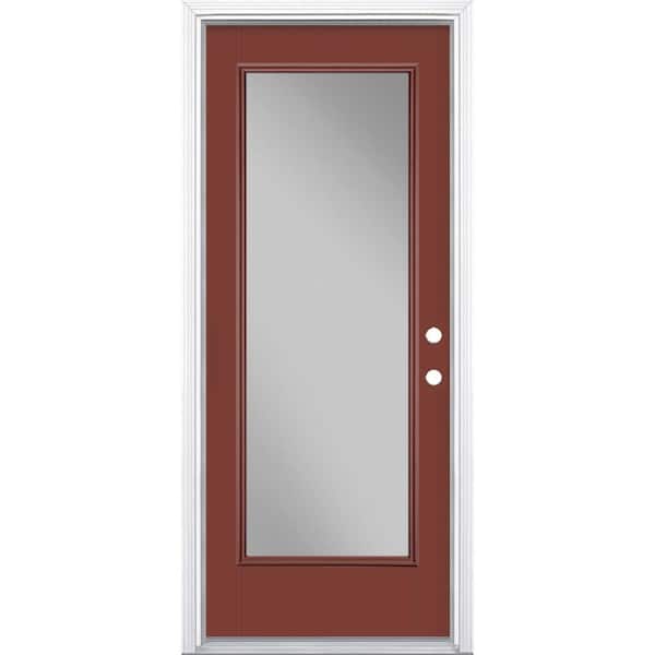 Masonite 32 in. x 80 in. Full Lite Red Bluff Left Hand Inswing Painted Smooth Fiberglass Prehung Front Exterior Door w/ Brickmold