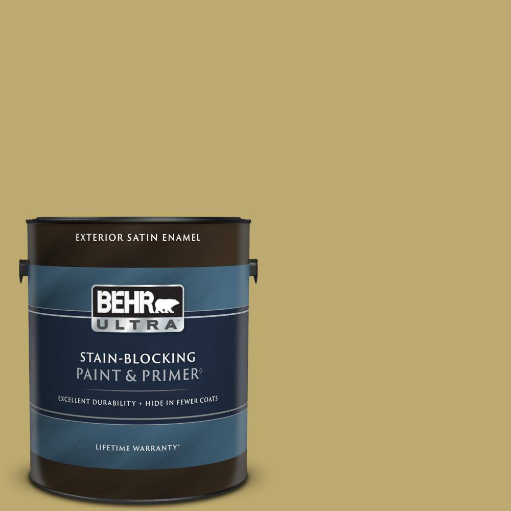 BEHR ULTRA 1 gal. 370F5 Coriander Seed Satin Enamel Exterior Paint & Primer 985301 The Home