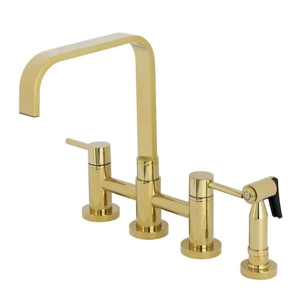 Concord 2-Handle Bridge Kitchen Faucet in Polished Brass
