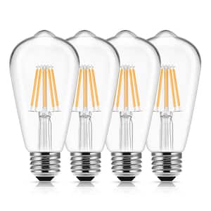 60-Watt Equivalent ST58 E26 Edison LED Light Bulb, 6-Watt in Warm White 2700K Vintage LED Bulbs (4-Pack)