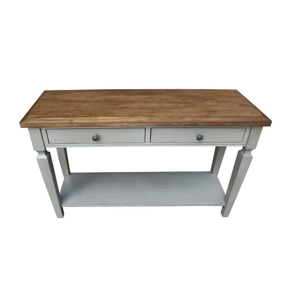 Vista Hickory Stone Finish Solid Wood Console Table with Storage