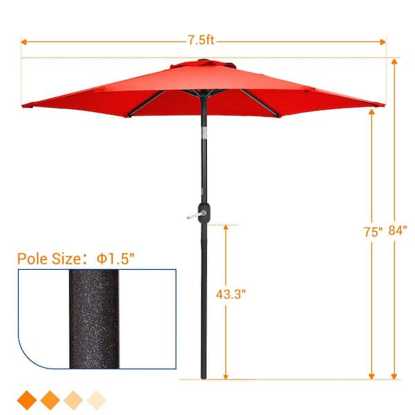 JOYESERY 7.5 ft. Market Patio Umbrella, Patio Table Umbrella with