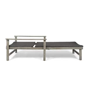 Hampton Light Grey Wash Faux Rattan and Wood Outdoor Patio Chaise Lounge