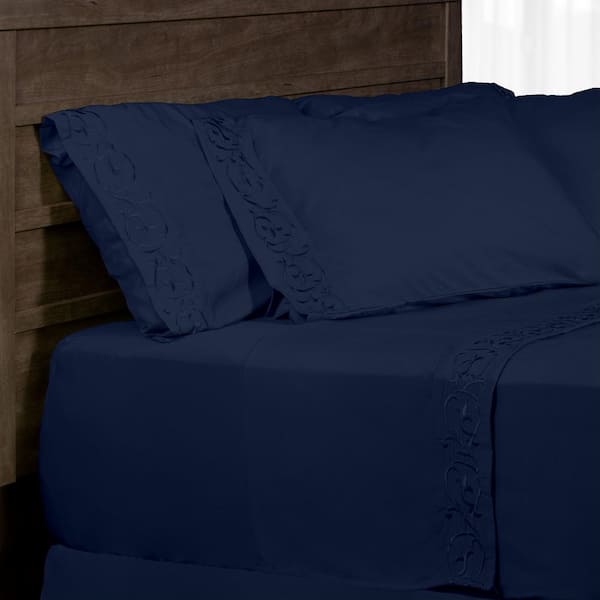Unbranded 6-Piece Dark Blue Microfiber King Sheet Set