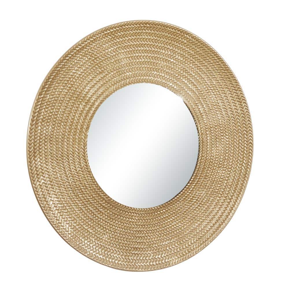 Elegant Gold Metal Chevron 35.5" Square Wall Mirror