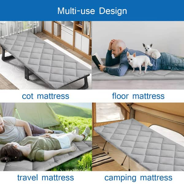 75 in. Microfiber Camping Sleeping Comfortable Cot Mattress Pad Soft for Camp Cot Rv Bunk Narrow Twin Beds