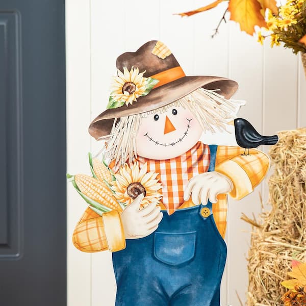 30H Fall Wooden Painted Scarecrow Porch Décor The Holiday Aisle