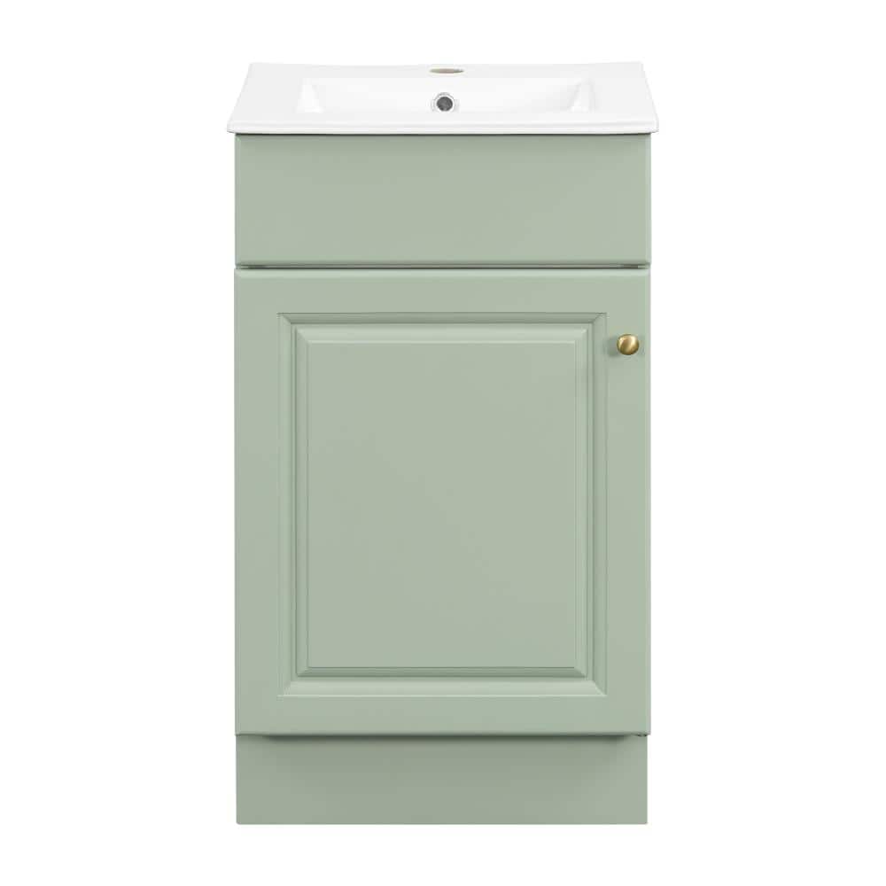 18in. W in Single of Sink Adjustable Shelf Vanity Light Green Bath Vanity with White Ceramic Top Basin price history on PriceWatchPro