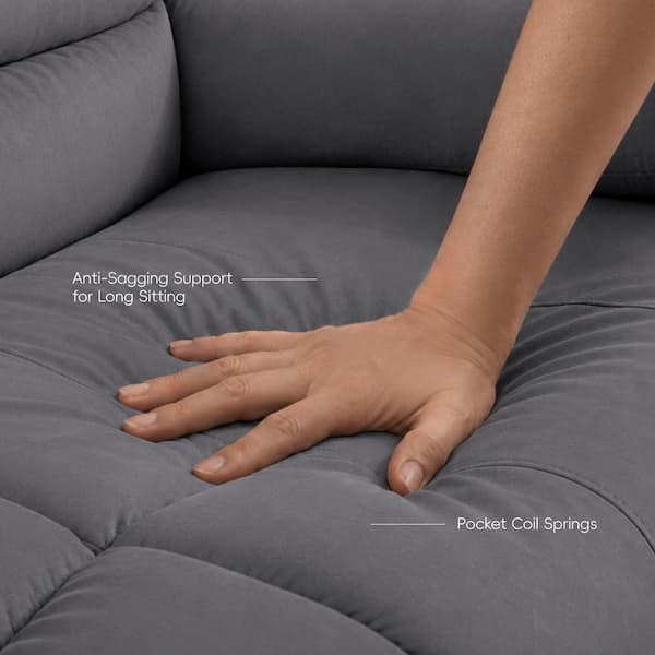 Ellesophas Luna 82 in. 5-Seater Fabric Manual Recliner Sectional