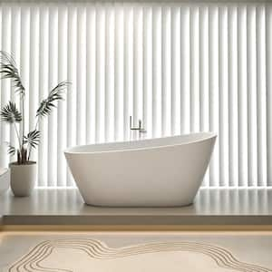 67 in. Acrylic Oval Freestanding Slipper Non Whirlpool Gloss White Soaking Hot Bathtub with Chrome Overflow and Drain