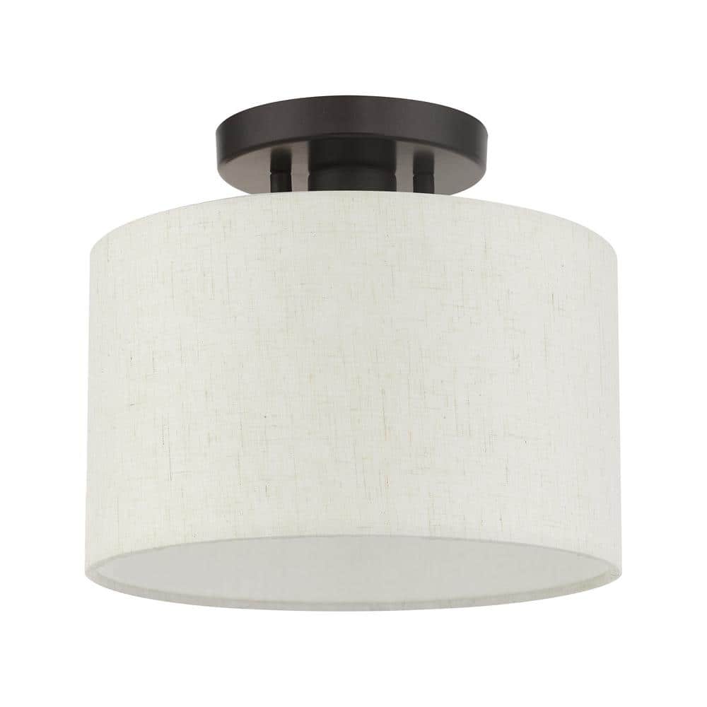Meadow English Bronze LED Semi-Flush Drum Light