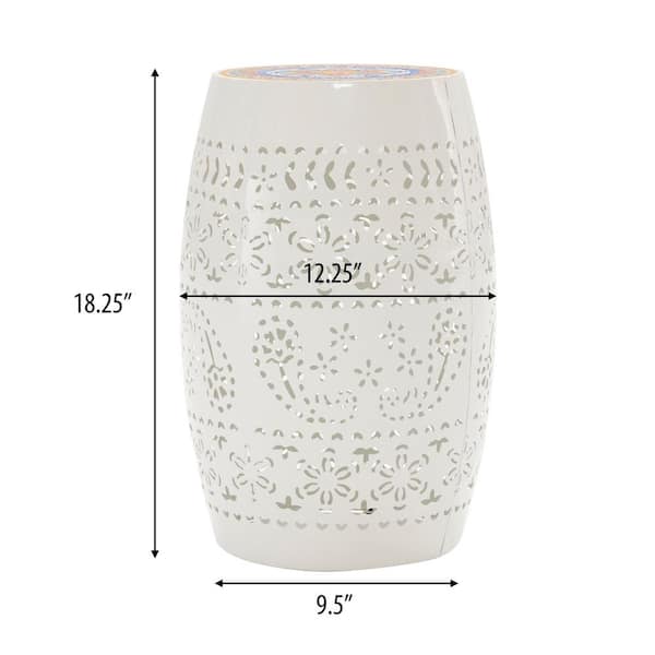 Zeus & Ruta White Round Ceramic Outdoor Side Table for