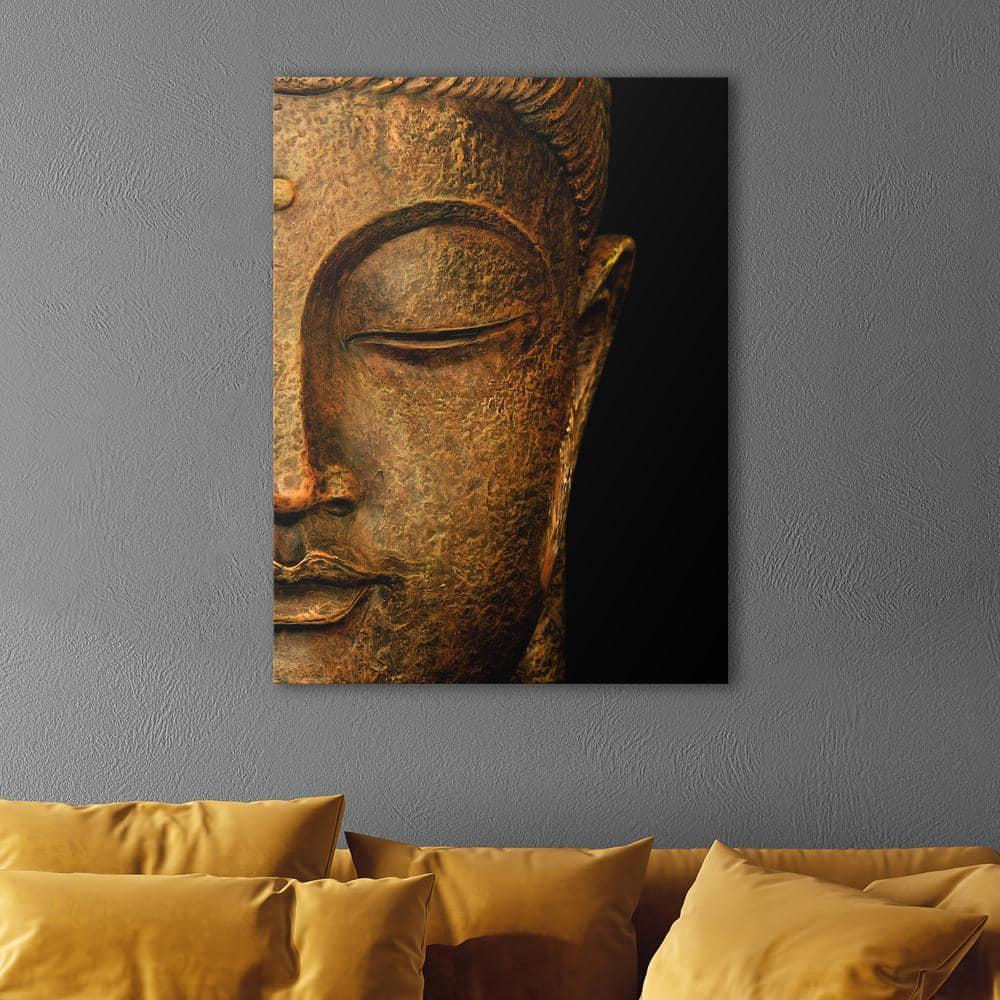 Large Brown Canvas Serene Buddha Wall Art