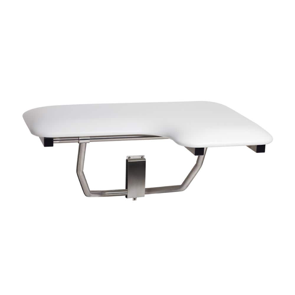26 in. x 22.5 in. Padded Cushion Left-Handed Transfer Folding Wall Mount ADA Compliant Bench Shower Seat in White price history on PriceWatchPro