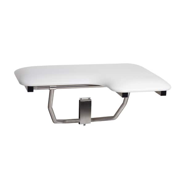 26 in. x 22.5 in. Padded Cushion Left-Handed Transfer Folding Wall Mount ADA Compliant Bench Shower Seat in White