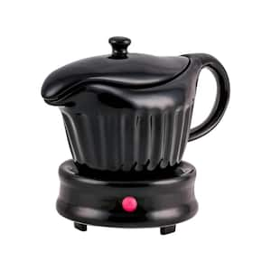 13.5 oz. Black Ceramic Electric Gravy Boat Warmer with Lid and Detachable Base