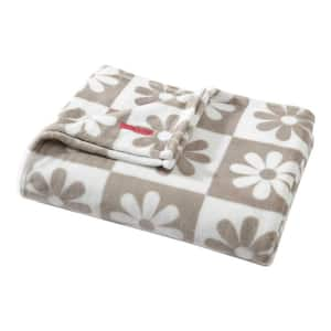 Daisy Check Beige Ultra Soft Plush Fleece Twin Blanket