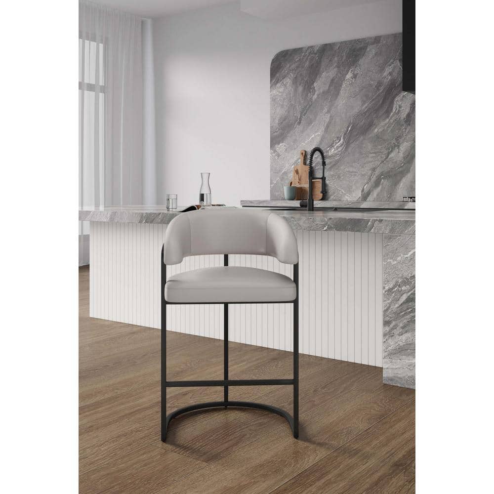 Augusta Light Gray Leatherette Modern Counter Stool with Metal Base
