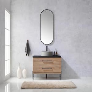 Trento 36 in. W x 21.7 in. D x 35.8 in. H Single Sink Bath Vanity in North Oak with Black Sintered Top