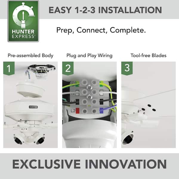 Hunter - Crestfield 52 in. Indoor Fresh White Ceiling Fan with Light Kit Included