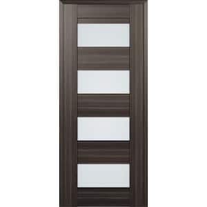 Della 24 in. x 84 in. No Bore Solid Core 4-Lite Frosted Glass Gray Oak Wood Composite Interior Door Slab