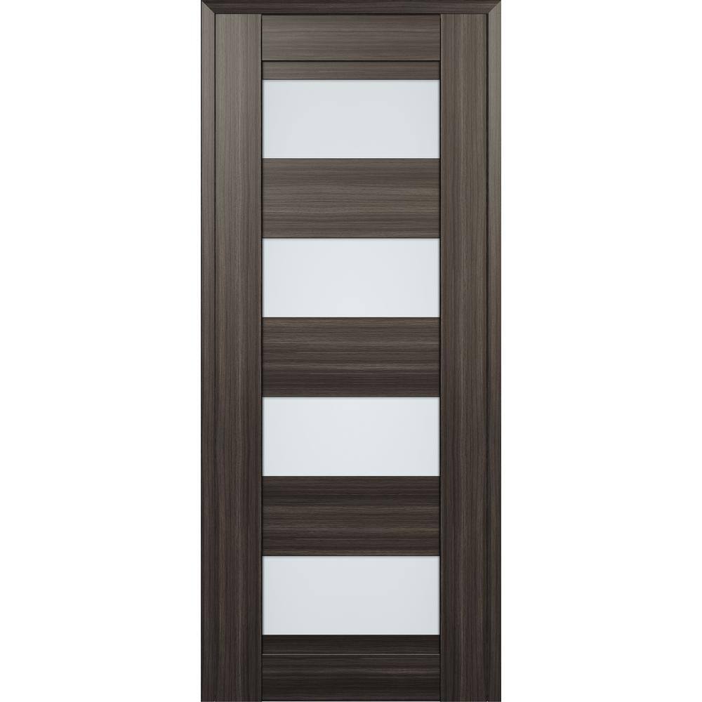 Gray Oak Solid Core Door with Frosted Glass Panels