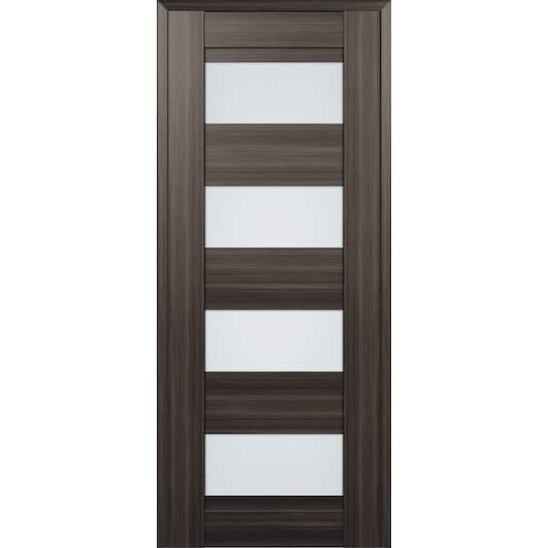 Belldinni Della 18 in. x 96 in. No Bore Solid Core 4-Lite Frosted Glass Gray Oak Wood Composite Interior Door Slab