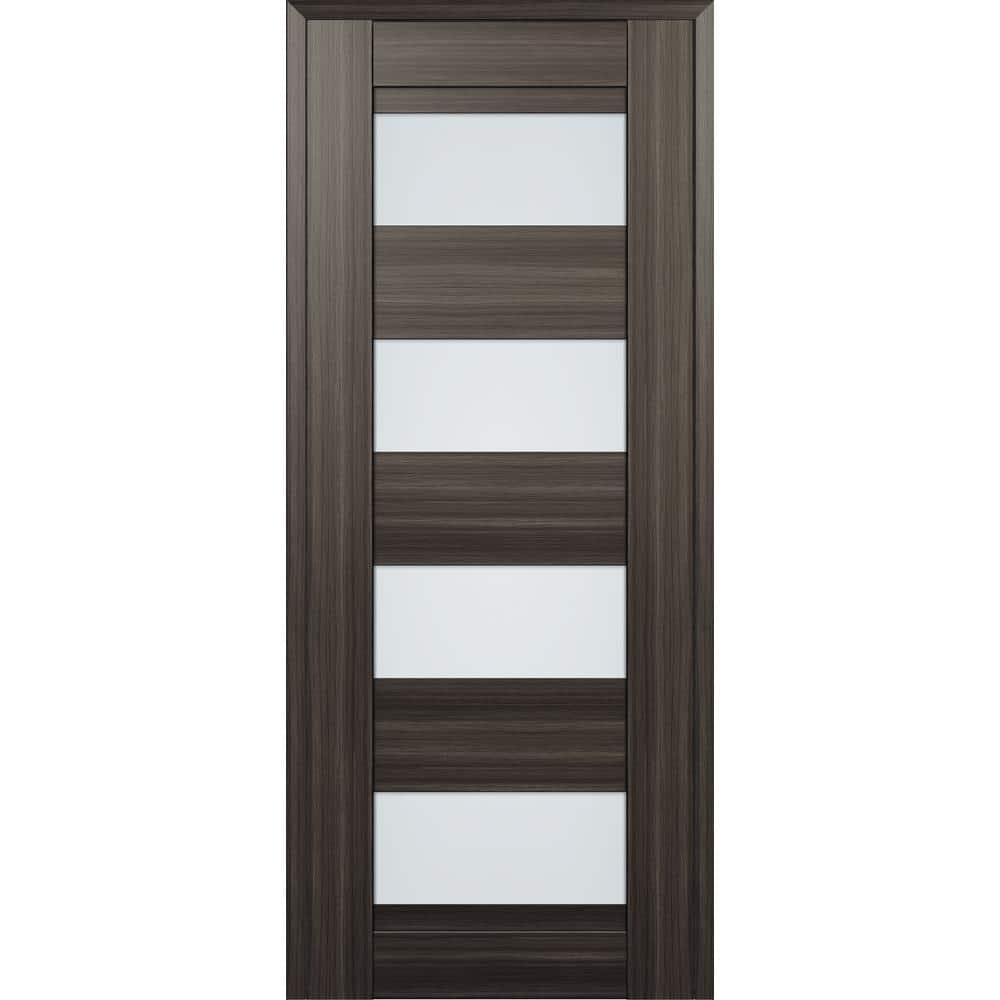 Gray Oak 32" x 96" Solid Core Door with Frosted Glass Panels