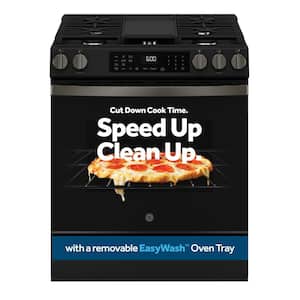 30 in. 5-Burners Slide-In Smart Gas Convection Range in Black Slate with EasyWash Oven Tray And No-Preheat Air Fry