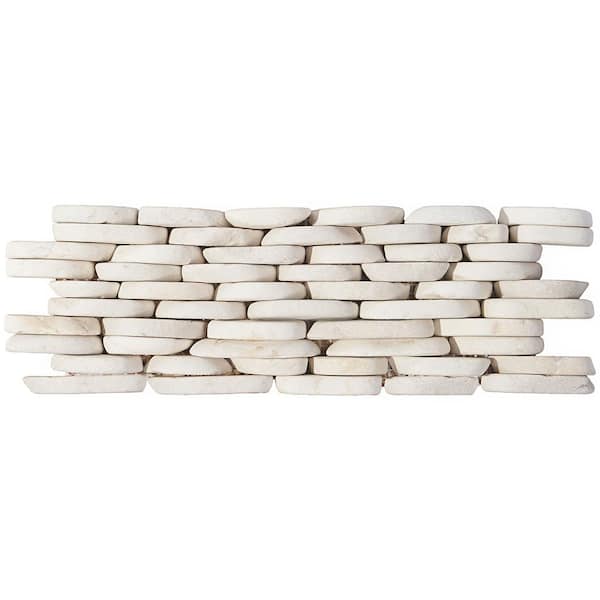 Countryside White 4 in. x 6 in. Stacked Sliced Mosaic Wall Tile Sample