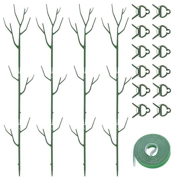 39.37 in. Plant Support Stakes with Extension Poles, Plant Clips, Plant Ties for Climbing Plants (12-Pack)