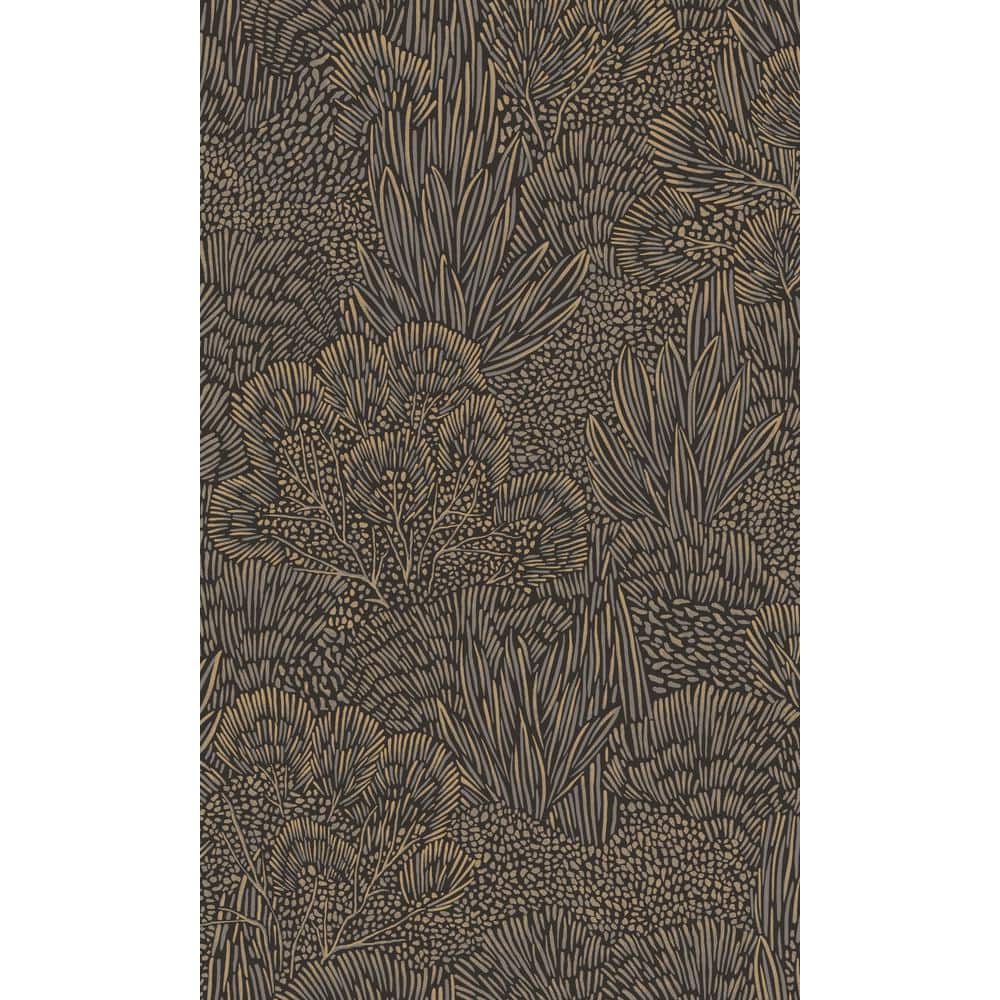 Black/Gold Embossed Leaves and Trees Tropical Print Non-Woven Non-Pasted Textured Wallpaper 57 sq. ft. price history on PriceWatchPro