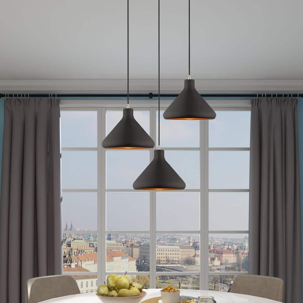 Black and Gold Aluminum Mini Pendant Light