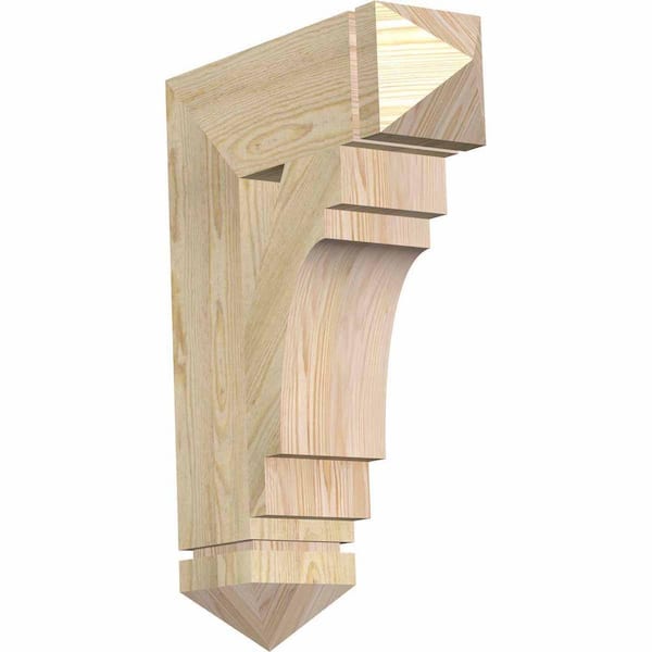 Ekena Millwork 6 in. x 28 in. x 20 in. Douglas Fir Merced Arts and Crafts Rough Sawn Bracket