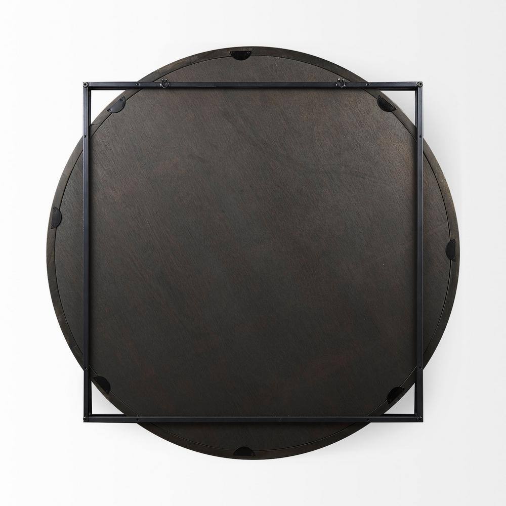 Norbert 46" Square Black Wood and Metal Wall Mirror