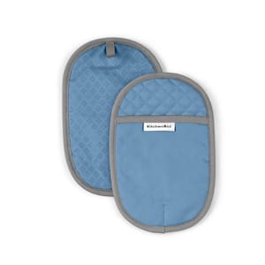 KSP Luxe Lined Silicone Oven Mitt - Set of 2 (Light Blue)