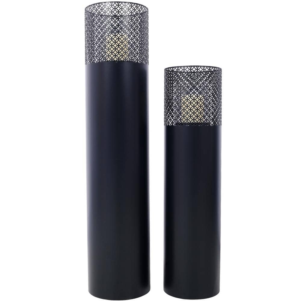 Set Of 2 Lantern Columns, Industrial Design Decorative Garden Columns, Indo