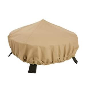 34 in. Beige Durable Weather-Resistant Round Fire Pit Cover