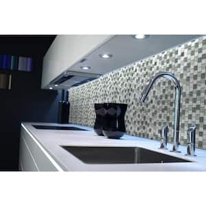 Southwestern Style Monte Sagro Gray Square Mosaic 3 in. x 3 in. Textured Glass Wall and Pool Tile Sample