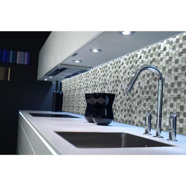 Geo Monte White Gray 12 in. x 12 in. Square Textured Glass Wall & Pool Mosaic Tile (10 Sq. Ft./Case)