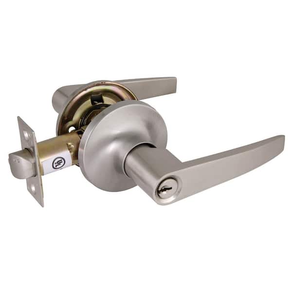 Design House Donnelly Satin Nickel Keyed Entry Door Lever with 2-Way Latch