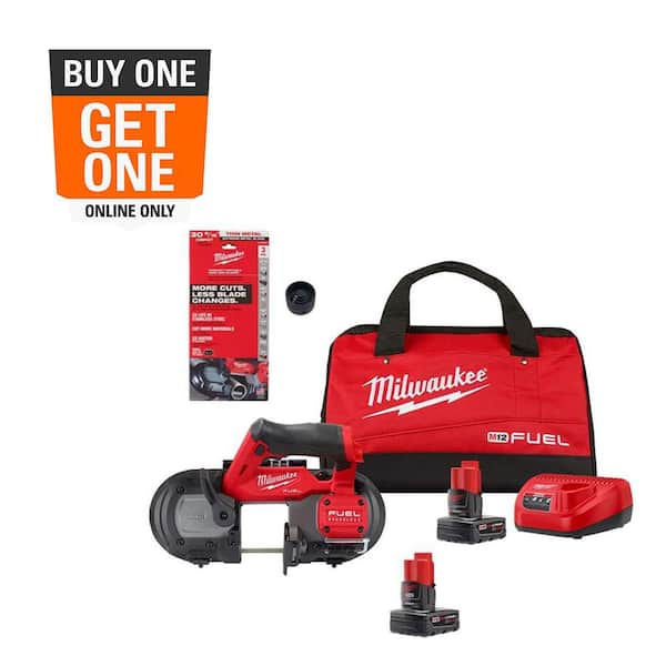 M12 FUEL 12-Volt Lithium-Ion Cordless Compact Band Saw XC Kit with (2) Batteries, Charger, Reamer, 3 Blades, and Bag