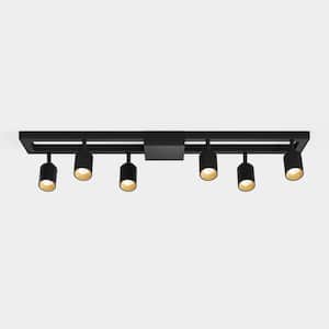 Shura Black 6-Light Square Ceiling Light with Rotatable Heads, Integrated LED Bulbs, Fixed Track, 3000K, 1820 Lumen