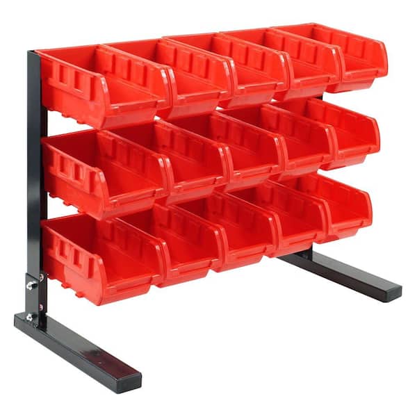 Stalwart 15-Compartment Stackable Bench Top Parts Rack Small Parts Organizer