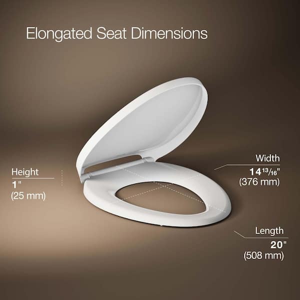 KOHLER Drift ReadyLatch Quiet-Close Elongated Front Toilet Seat in White
